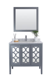 Laviva 313MKSH-36G-WC Mediterraneo 36" Grey Bathroom Vanity with White Carrara Marble Countertop