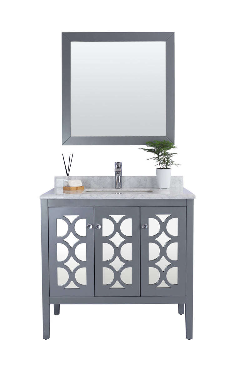 Laviva 313MKSH-36G-WC Mediterraneo 36" Grey Bathroom Vanity with White Carrara Marble Countertop