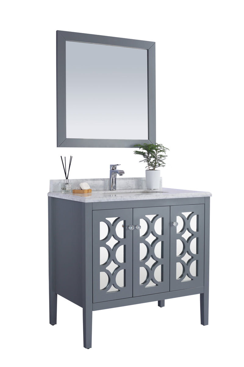 Laviva 313MKSH-36G-WC Mediterraneo 36" Grey Bathroom Vanity with White Carrara Marble Countertop - view 2
