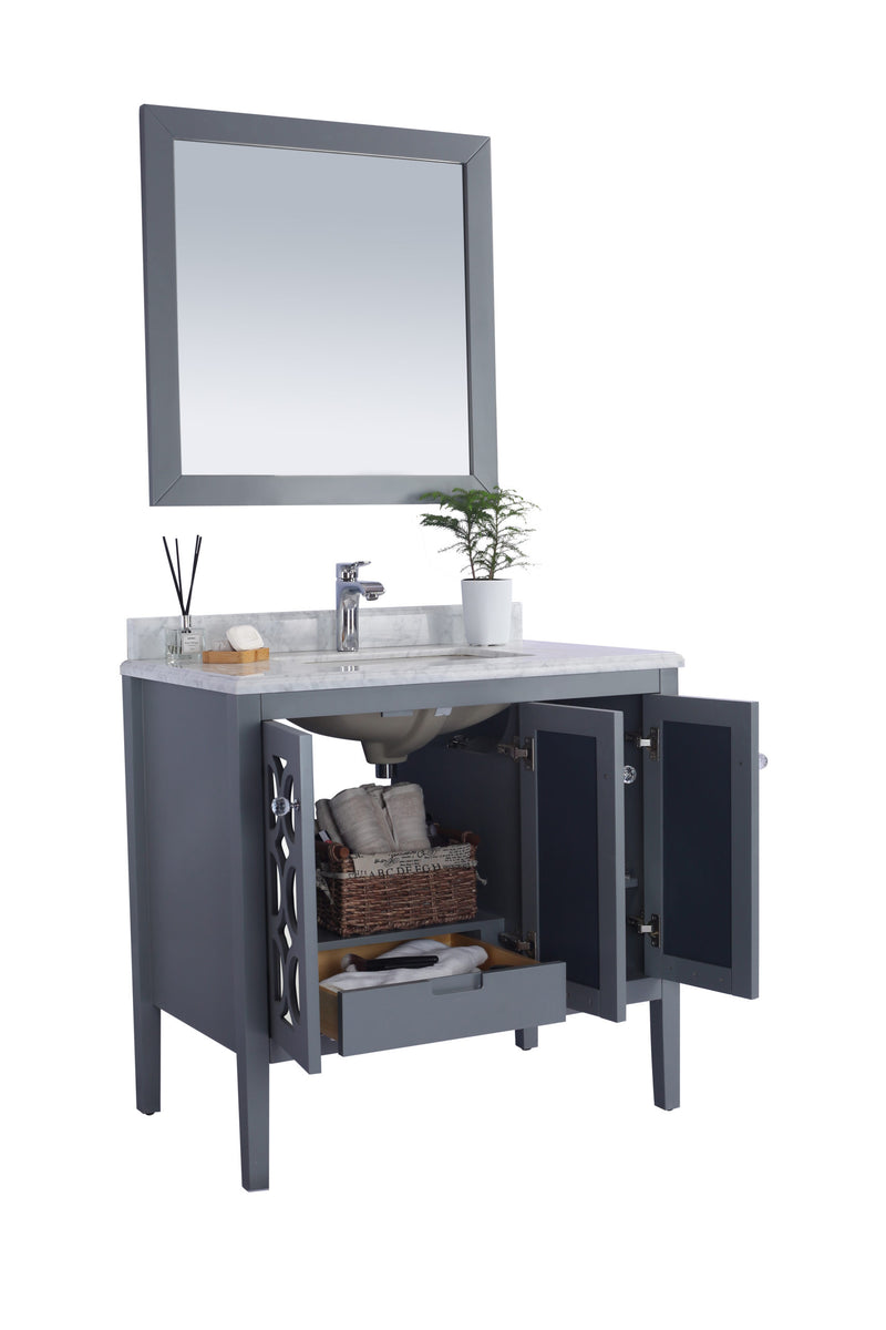 Laviva 313MKSH-36G-WC Mediterraneo 36" Grey Bathroom Vanity with White Carrara Marble Countertop - view 3