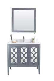 Laviva 313MKSH-36G-WQ Mediterraneo 36" Grey Bathroom Vanity with White Quartz Countertop