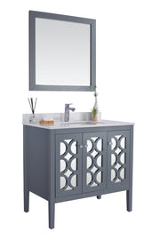 Laviva 313MKSH-36G-WQ Mediterraneo 36" Grey Bathroom Vanity with White Quartz Countertop - view 2