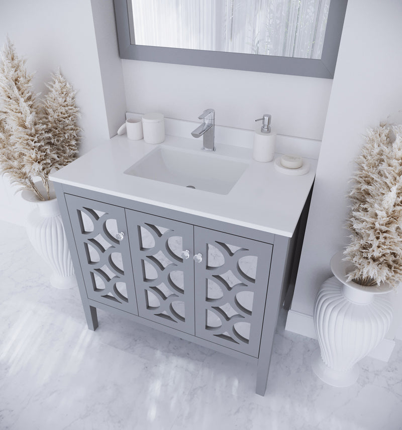 Laviva 313MKSH-36G-WQ Mediterraneo 36" Grey Bathroom Vanity with White Quartz Countertop - view 6