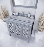 Laviva 313MKSH-36G-WS Mediterraneo 36" Grey Bathroom Vanity with White Stripes Marble Countertop - view 2