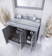 Laviva 313MKSH-36G-WS Mediterraneo 36" Grey Bathroom Vanity with White Stripes Marble Countertop - view 3