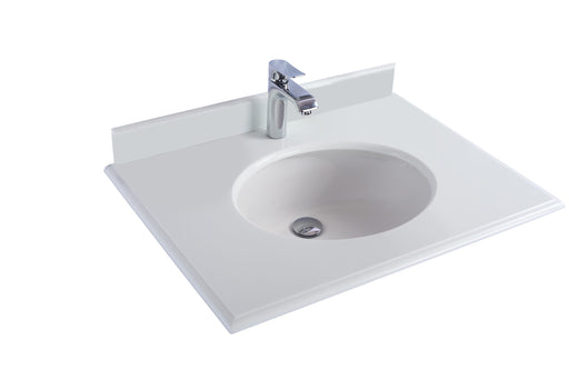 Laviva 313RD1H-30-PW Forever 30" Single Hole Pure White Phoenix Stone Countertop with Oval Ceramic Sink