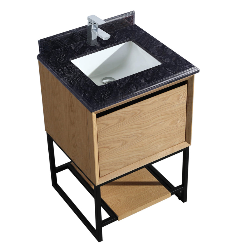 Laviva 313SMR-24CO-BW Alto 24” California White Oak Bathroom Vanity with Black Wood Marble Countertop