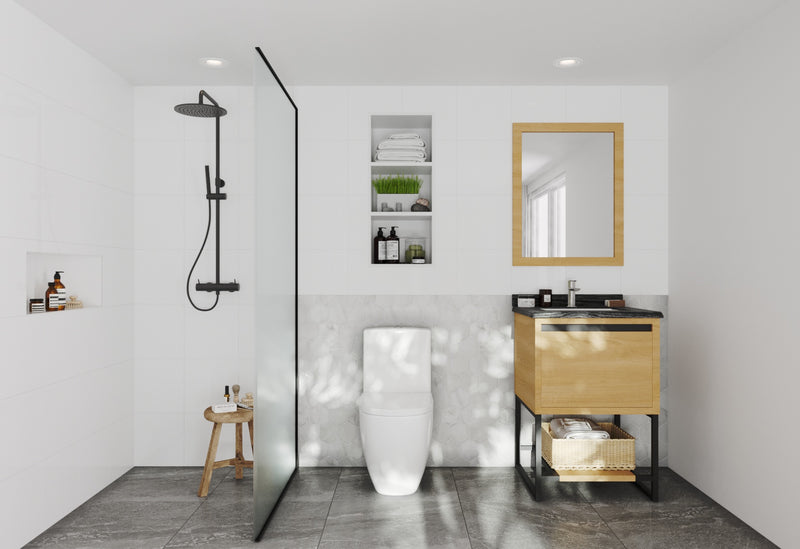 Laviva 313SMR-24CO-BW Alto 24” California White Oak Bathroom Vanity with Black Wood Marble Countertop