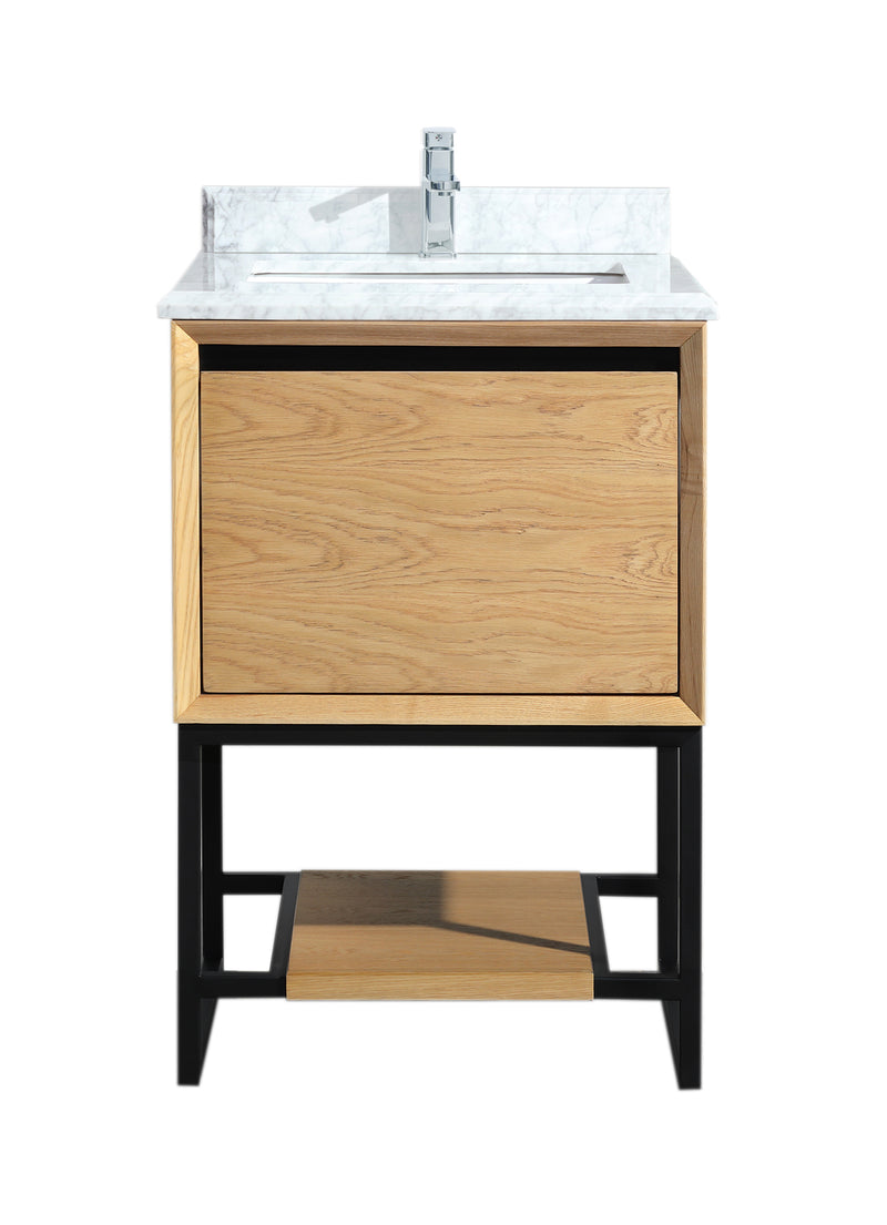 Laviva 313SMR-24CO-WC Alto 24" California White Oak Bathroom Vanity with White Carrara Marble Countertop