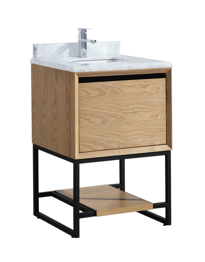 Laviva 313SMR-24CO-WC Alto 24" California White Oak Bathroom Vanity with White Carrara Marble Countertop