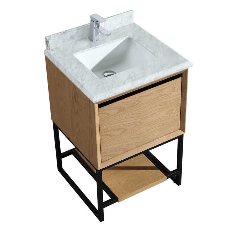 Laviva 313SMR-24CO-WC Alto 24" California White Oak Bathroom Vanity with White Carrara Marble Countertop