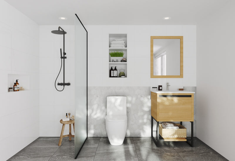 Laviva 313SMR-24CO-WQ Alto 24" California White Oak Bathroom Vanity with White Quartz Countertop