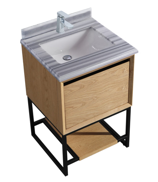 Laviva 313SMR-24CO-WS Alto 24" California White Oak Bathroom Vanity with White Stripes Marble Countertop