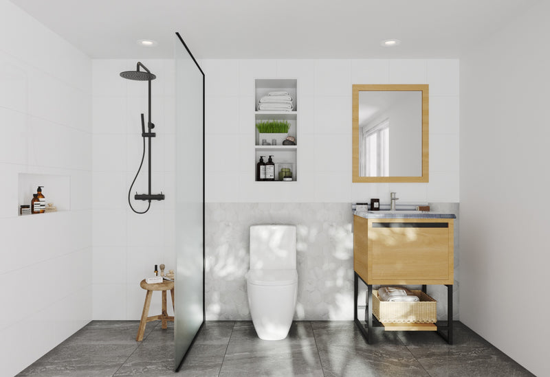 Laviva 313SMR-24CO-WS Alto 24" California White Oak Bathroom Vanity with White Stripes Marble Countertop - view 6