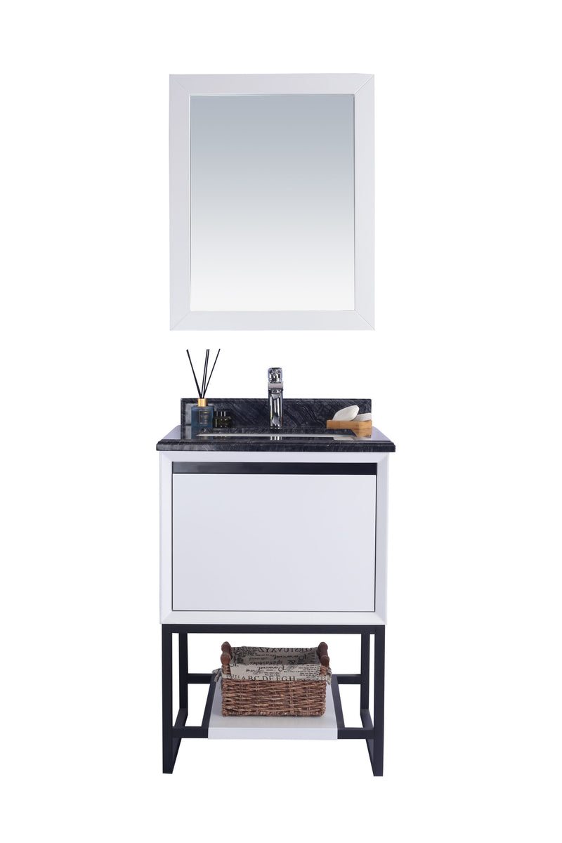Laviva 313SMR-24W-BW Alto 24" White Bathroom Vanity with Black Wood Marble Countertop