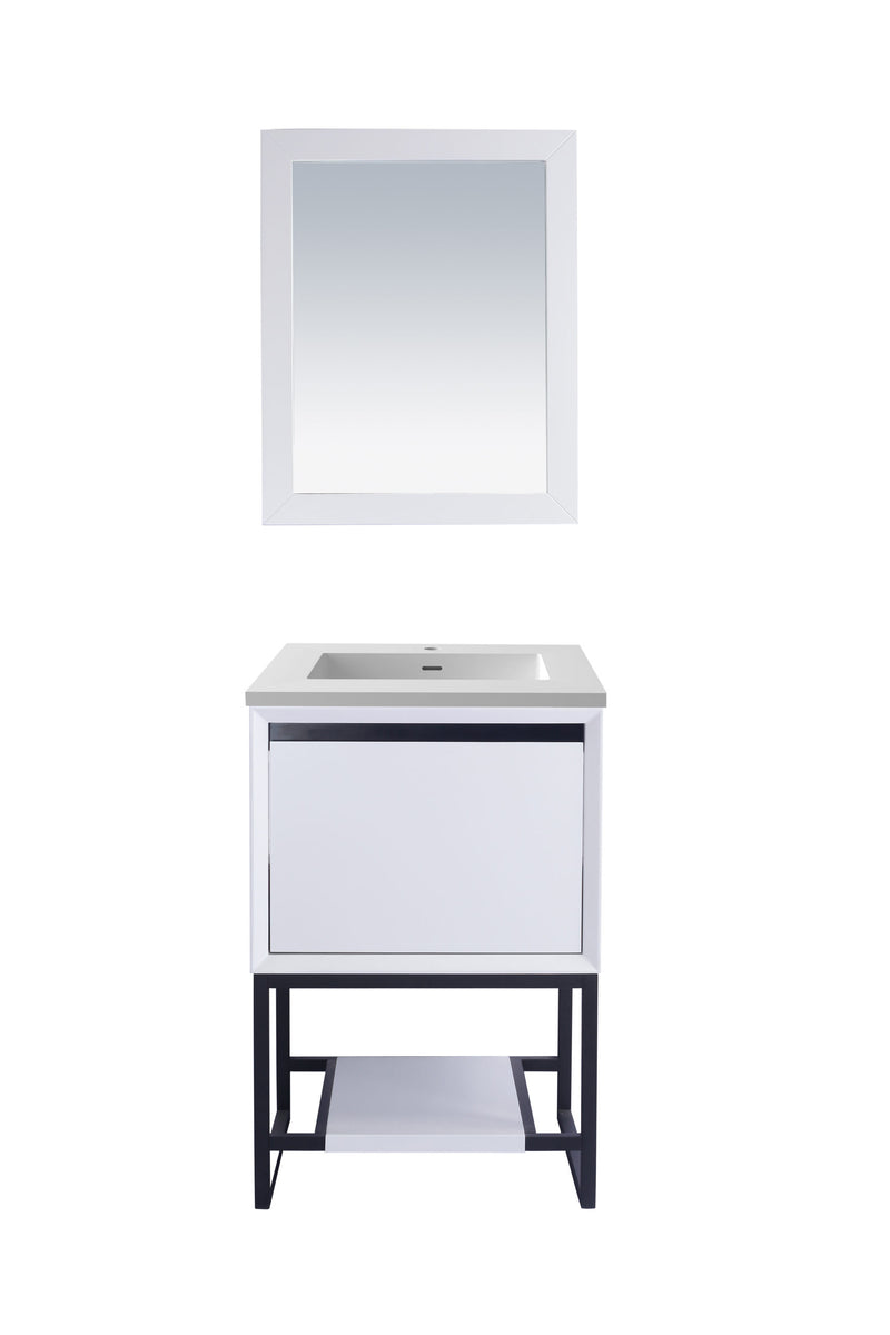 Laviva 313SMR-24W-MW Alto 24" White Bathroom Vanity with Matte White VIVA Stone Solid Surface Countertop