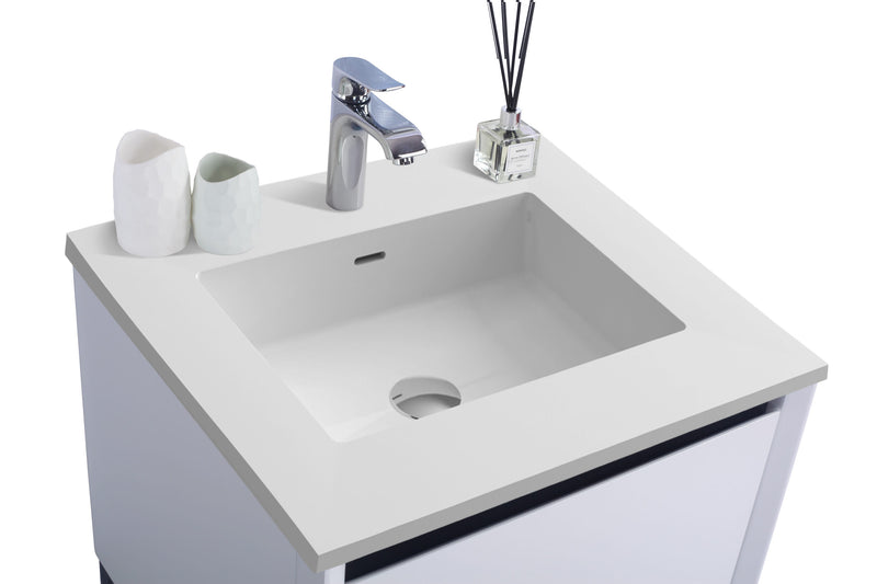 Laviva 313SMR-24W-MW Alto 24" White Bathroom Vanity with Matte White VIVA Stone Solid Surface Countertop