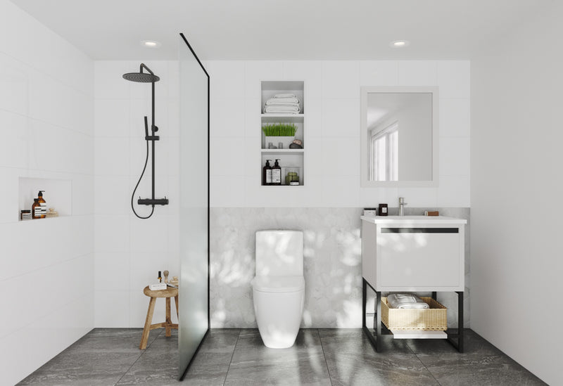 Laviva 313SMR-24W-MW Alto 24" White Bathroom Vanity with Matte White VIVA Stone Solid Surface Countertop
