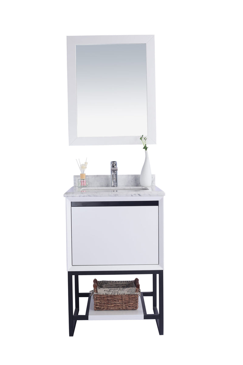 Laviva 313SMR-24W-WC Alto 24" White Bathroom Vanity with White Carrara Marble Countertop