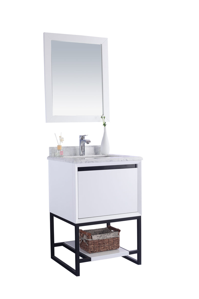 Laviva 313SMR-24W-WC Alto 24" White Bathroom Vanity with White Carrara Marble Countertop