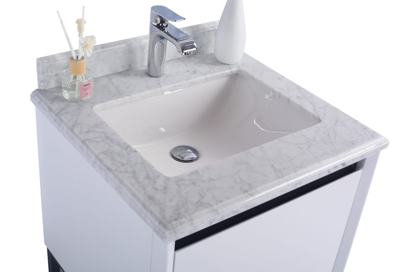 Laviva 313SMR-24W-WC Alto 24" White Bathroom Vanity with White Carrara Marble Countertop