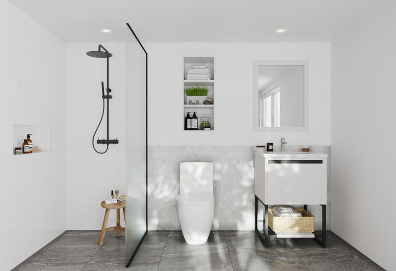 Laviva 313SMR-24W-WC Alto 24" White Bathroom Vanity with White Carrara Marble Countertop