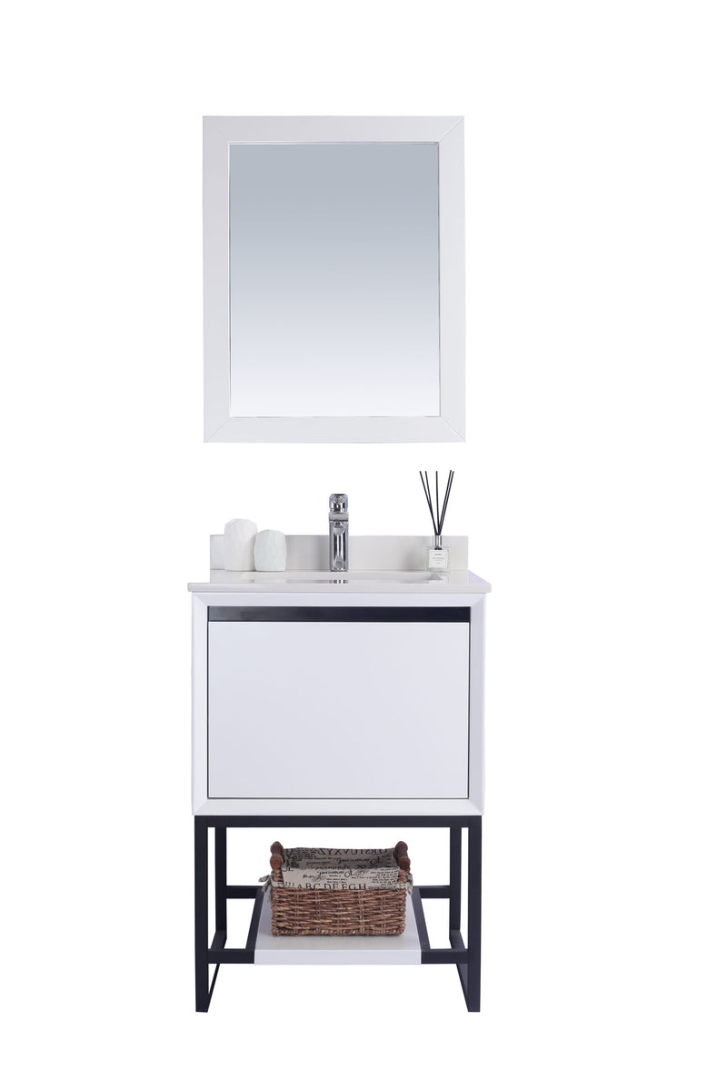 Laviva 313SMR-24W-WQ Alto 24" White Bathroom Vanity with White Quartz Countertop