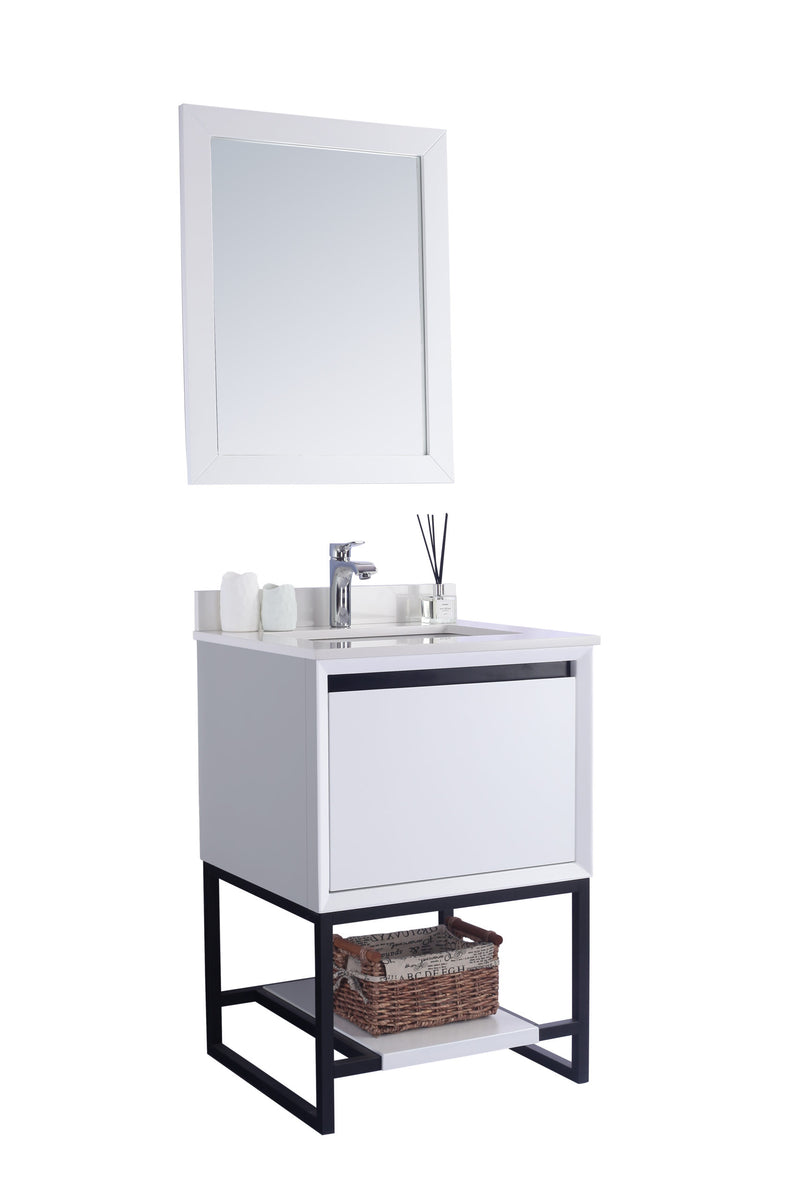 Laviva 313SMR-24W-WQ Alto 24" White Bathroom Vanity with White Quartz Countertop
