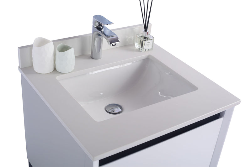 Laviva 313SMR-24W-WQ Alto 24" White Bathroom Vanity with White Quartz Countertop