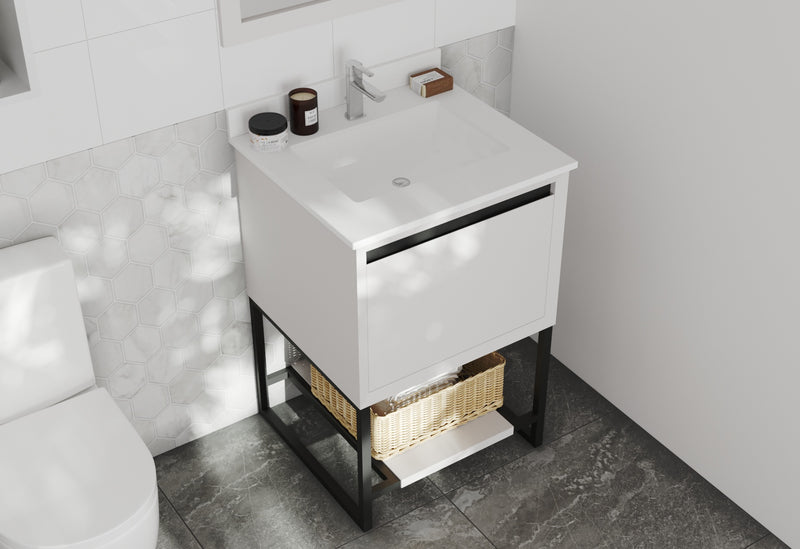 Laviva 313SMR-24W-WQ Alto 24" White Bathroom Vanity with White Quartz Countertop