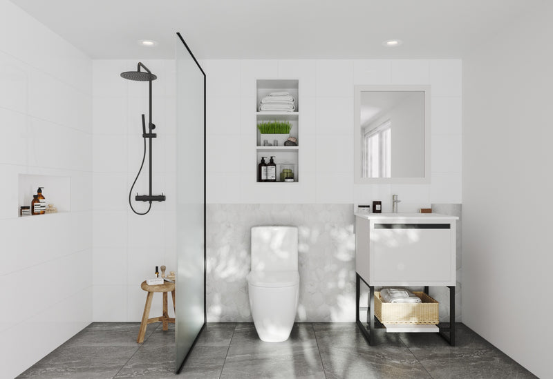 Laviva 313SMR-24W-WQ Alto 24" White Bathroom Vanity with White Quartz Countertop