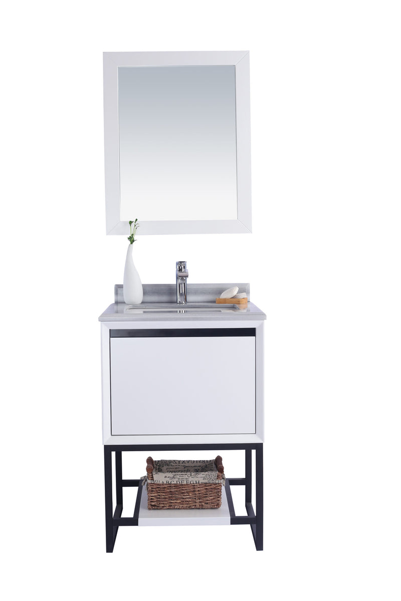 Laviva 313SMR-24W-WS Alto 24" White Bathroom Vanity with White Stripes Marble Countertop