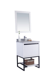 Laviva 313SMR-24W-WS Alto 24" White Bathroom Vanity with White Stripes Marble Countertop - view 2