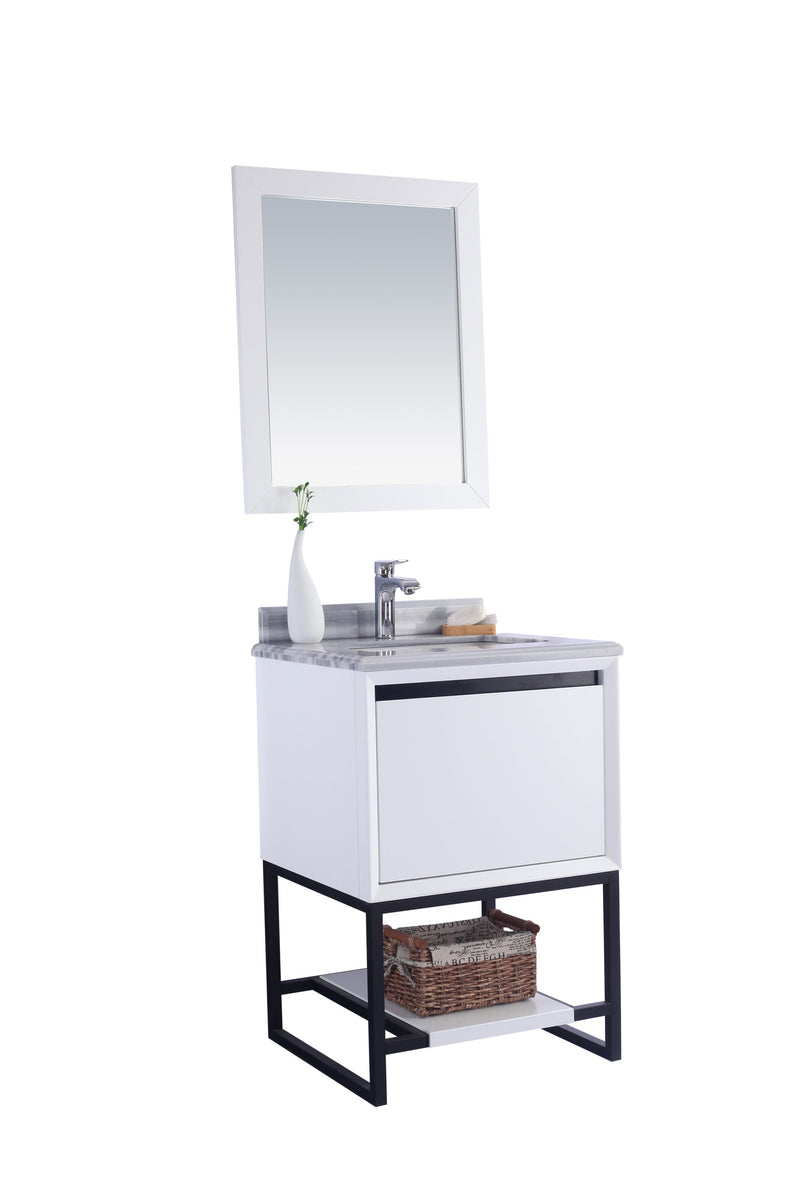 Laviva 313SMR-24W-WS Alto 24" White Bathroom Vanity with White Stripes Marble Countertop - view 2