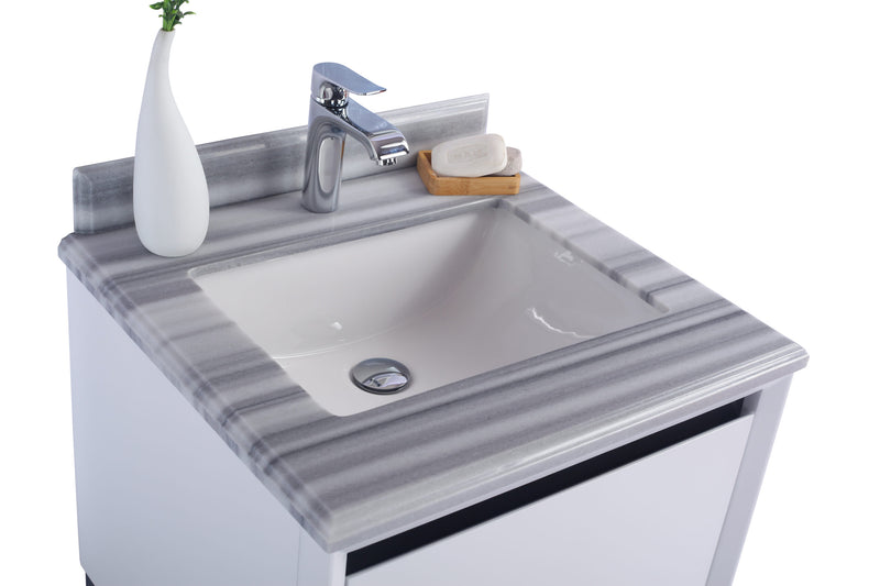 Laviva 313SMR-24W-WS Alto 24" White Bathroom Vanity with White Stripes Marble Countertop - view 3