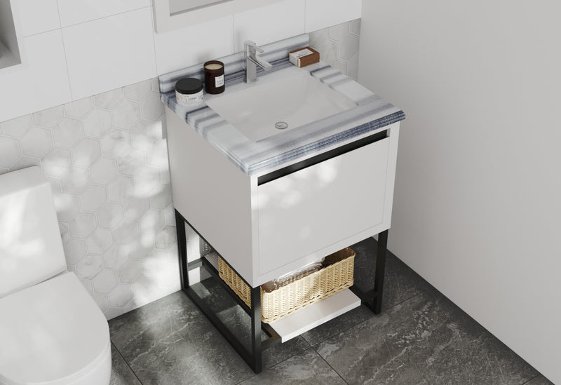 Laviva 313SMR-24W-WS Alto 24" White Bathroom Vanity with White Stripes Marble Countertop - view 6