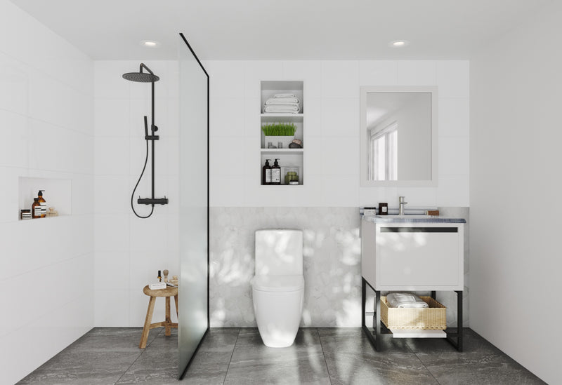 Laviva 313SMR-24W-WS Alto 24" White Bathroom Vanity with White Stripes Marble Countertop - view 8