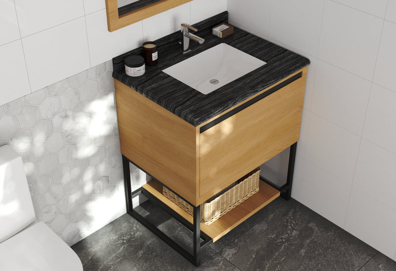 Laviva 313SMR-30CO-BW Alto 30" California White Oak Bathroom Vanity with Black Wood Marble Countertop