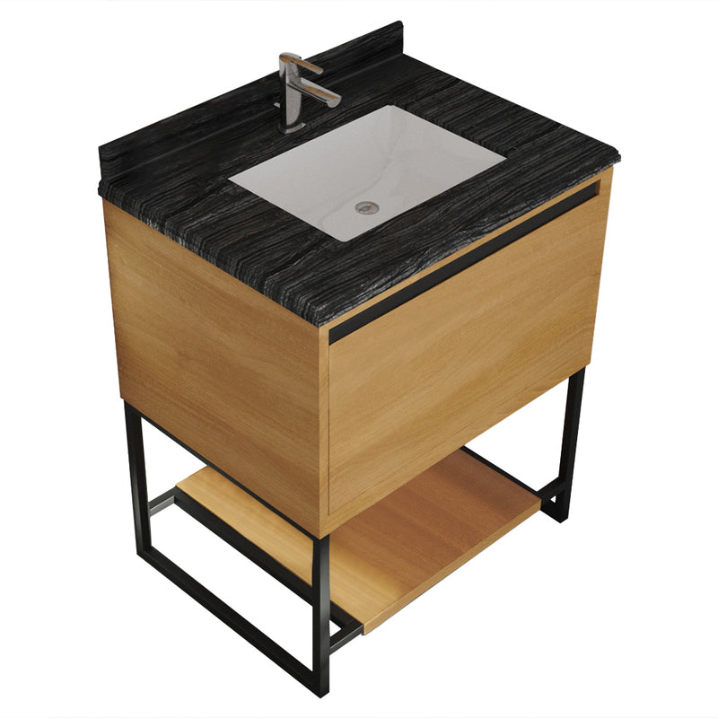 Laviva 313SMR-30CO-BW Alto 30" California White Oak Bathroom Vanity with Black Wood Marble Countertop