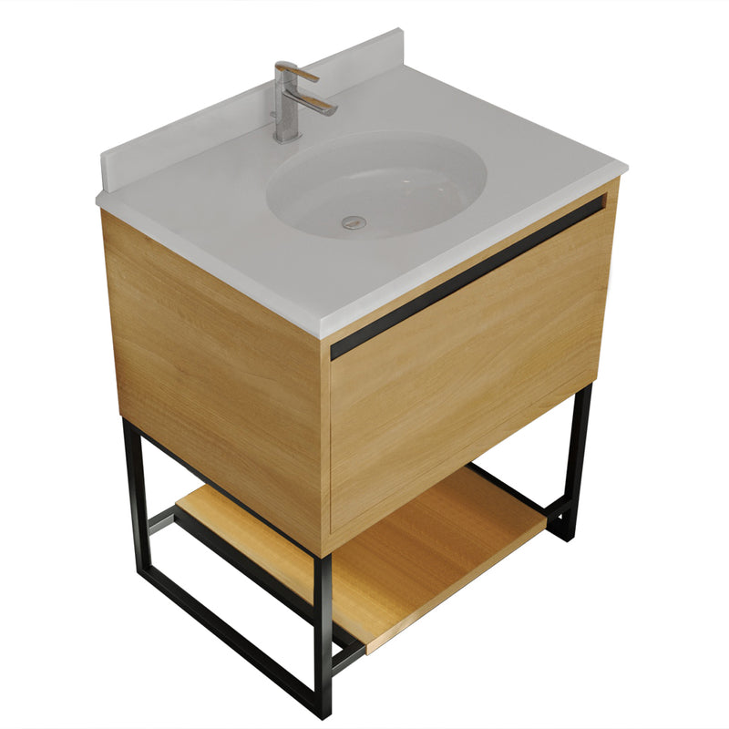 Laviva 313SMR-30CO-PW Alto 30" California White Oak Bathroom Vanity with Pure White Phoenix Stone Countertop