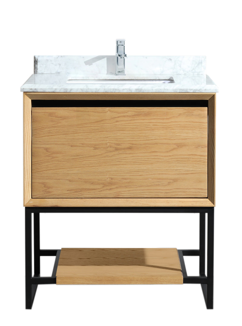 Laviva 313SMR-30CO-WC Alto 30" California White Oak Bathroom Vanity with White Carrara Marble Countertop
