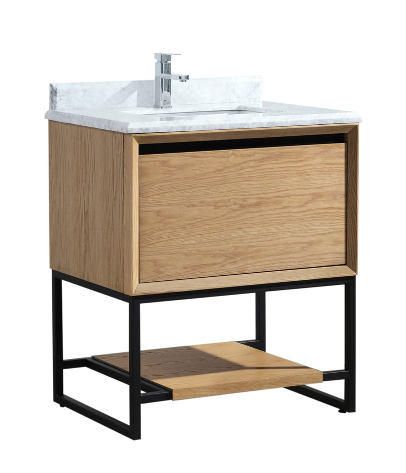 Laviva 313SMR-30CO-WC Alto 30" California White Oak Bathroom Vanity with White Carrara Marble Countertop