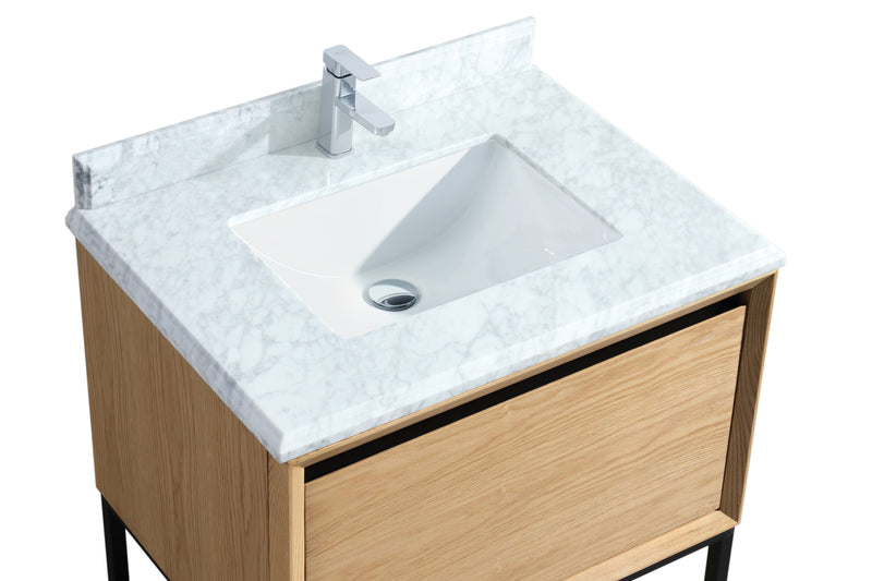 Laviva 313SMR-30CO-WC Alto 30" California White Oak Bathroom Vanity with White Carrara Marble Countertop
