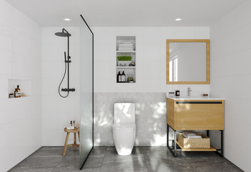 Laviva 313SMR-30CO-WQ Alto 30" California White Oak Bathroom Vanity with White Quartz Countertop
