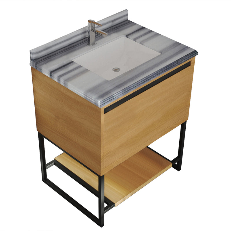 Laviva 313SMR-30CO-WS Alto 30" California White Oak Bathroom Vanity with White Stripes Marble Countertop