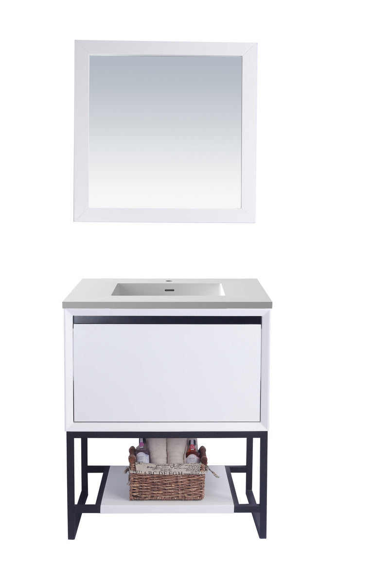 Laviva 313SMR-30W-MW Alto 30" White Bathroom Vanity with Matte White VIVA Stone Solid Surface Countertop