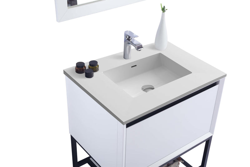 Laviva 313SMR-30W-MW Alto 30" White Bathroom Vanity with Matte White VIVA Stone Solid Surface Countertop
