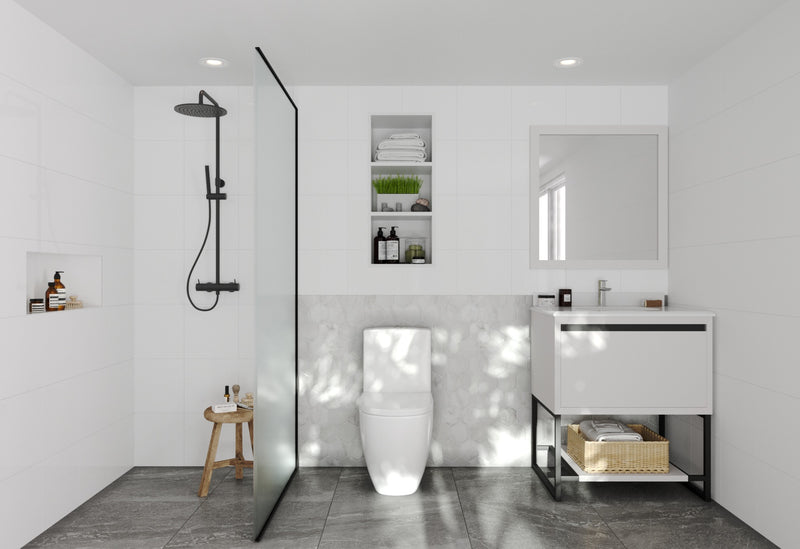 Laviva 313SMR-30W-PW Alto 30" White Bathroom Vanity with Pure White Phoenix Stone Countertop - view 9