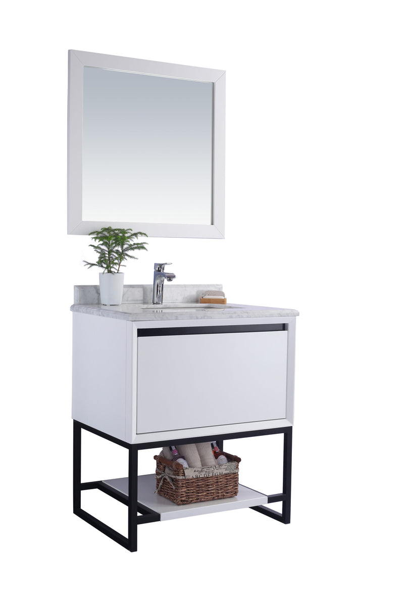 Laviva 313SMR-30W-WC Alto 30" White Bathroom Vanity with White Carrara Marble Countertop