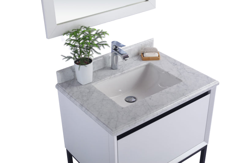 Laviva 313SMR-30W-WC Alto 30" White Bathroom Vanity with White Carrara Marble Countertop